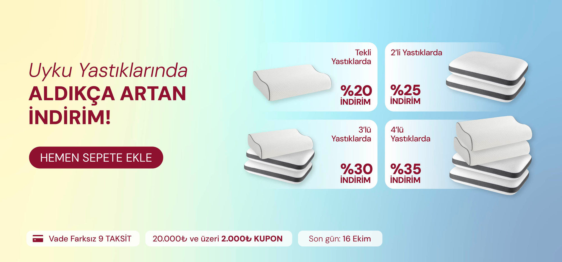 Uyku Yastıklarında Aldıkça Artan İndirim
